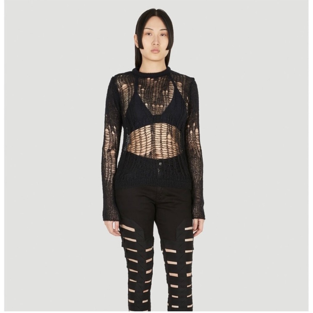 Rick Owens Black Mesh Knit Sweater